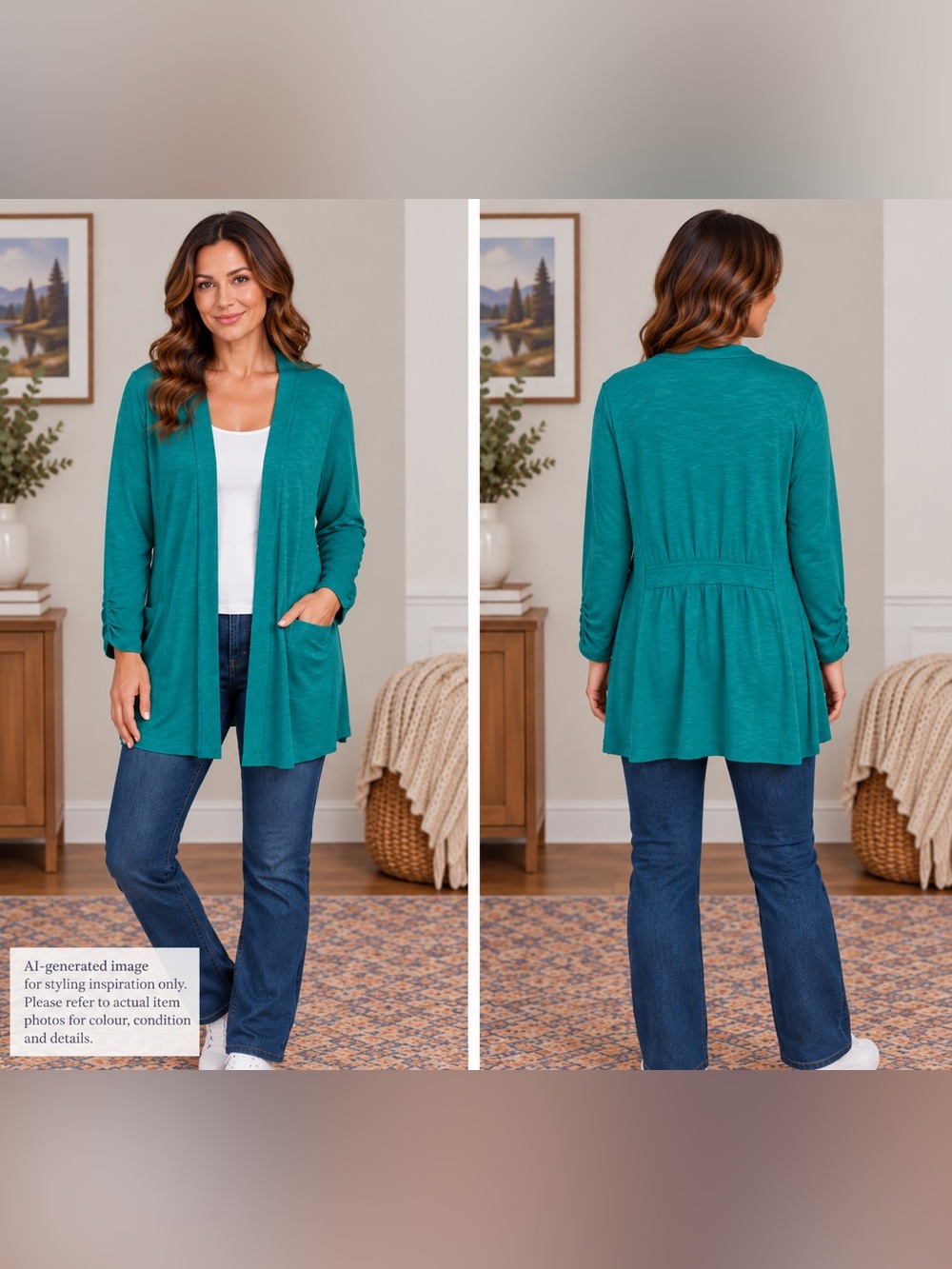Ricki’s Emerald Teal Open-Front Long Cardigan